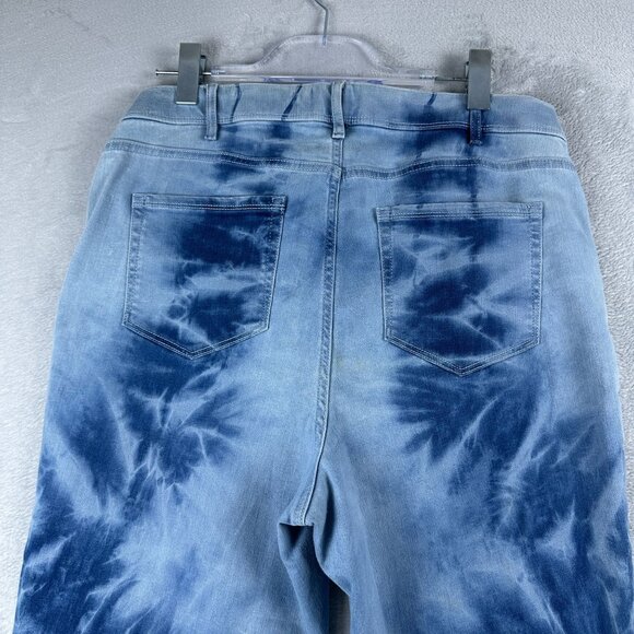 J. Jill High Rise Cropped Jeans Womens Size 16 Tie Dye Rolled Cuff Hem Blue - Picture 4 of 12